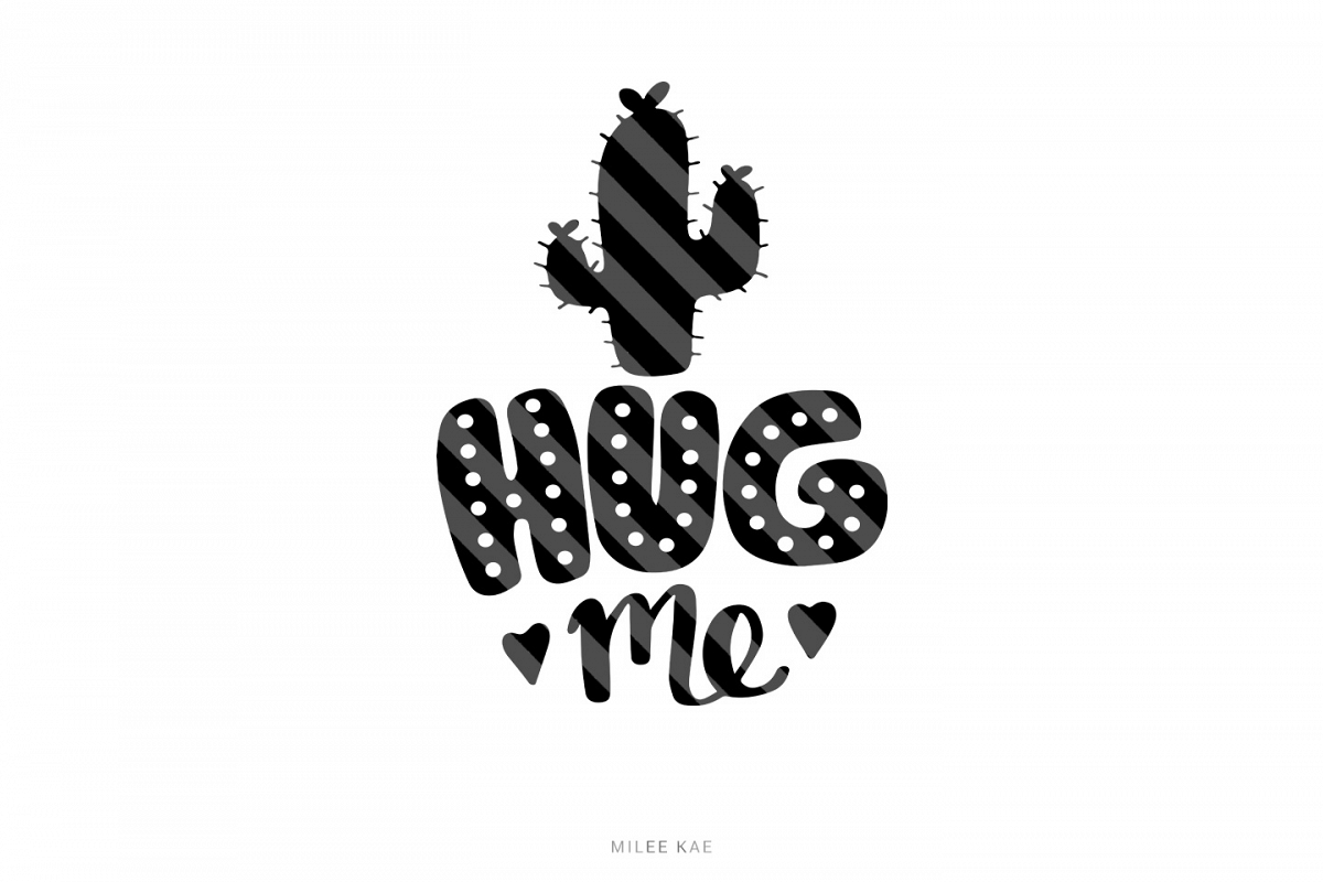 Hug me cactus SVG, Cutting file, Decal example image 1