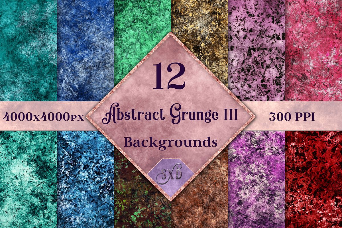 Abstract Grunge III Backgrounds - 12 Image Textures Set example image 1