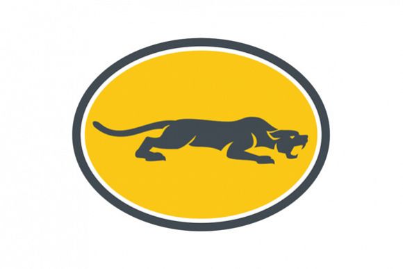 Black Panther Prowling Oval Retro example image 1