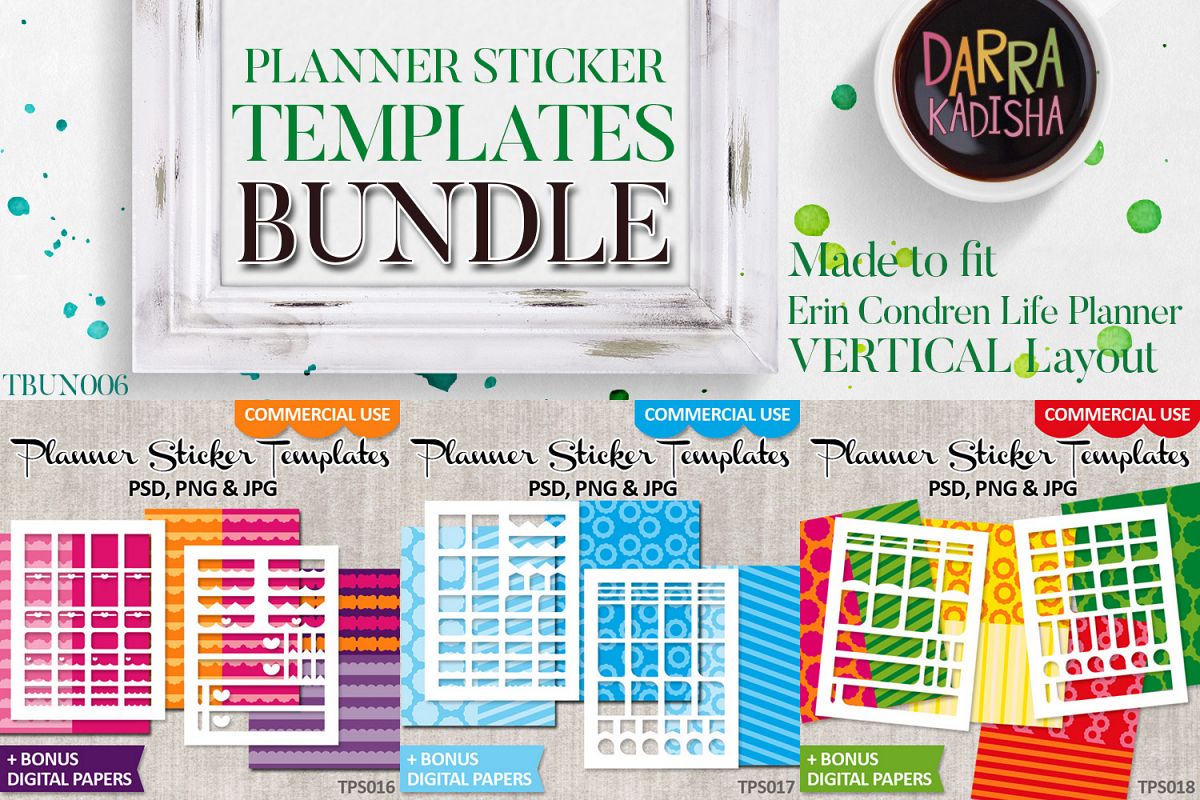 Templates Bundle Vol. 6 - Planner stickers Digital DIY Kit example image 1