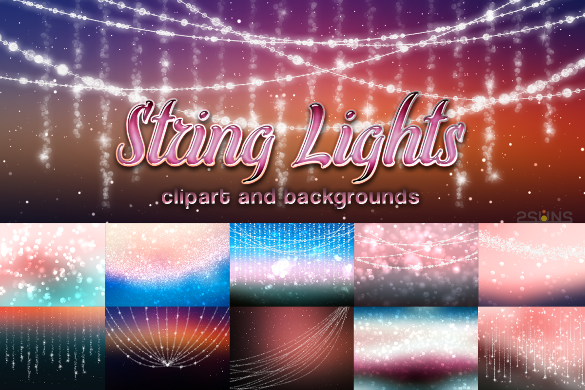 String lights, party lights, bokeh overlays,christmas lights example image 1