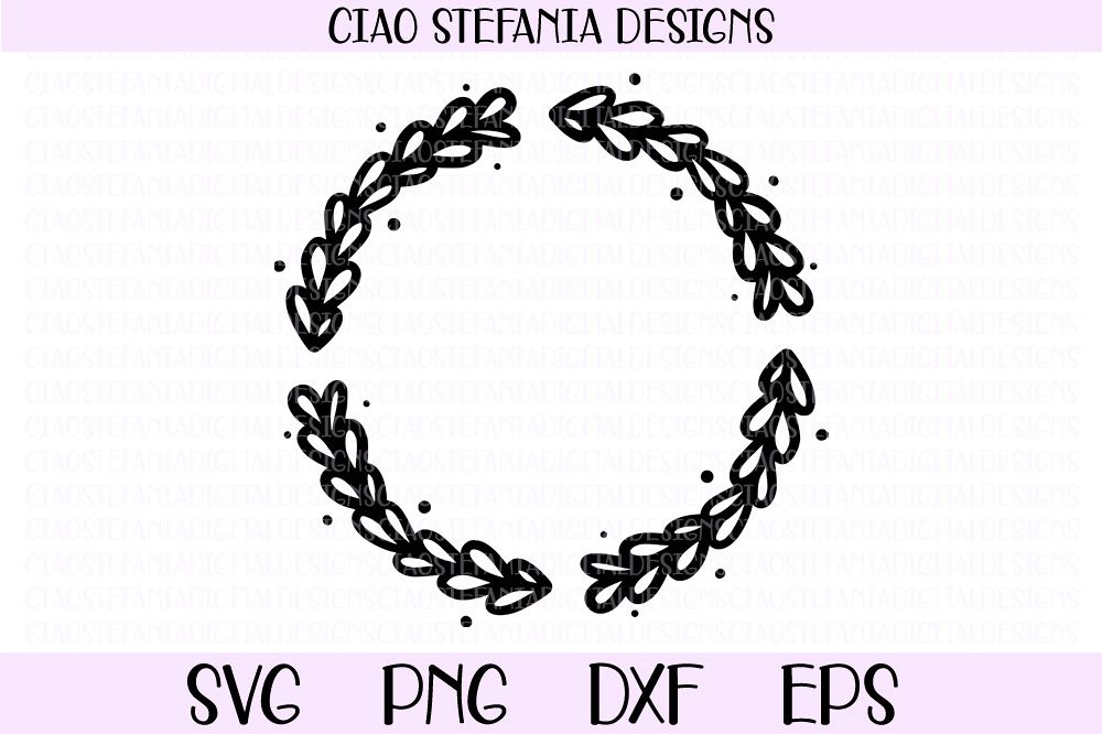 Leaves Wreath Laurel Frame SVG PNG DXF EPS Cut File example image 1