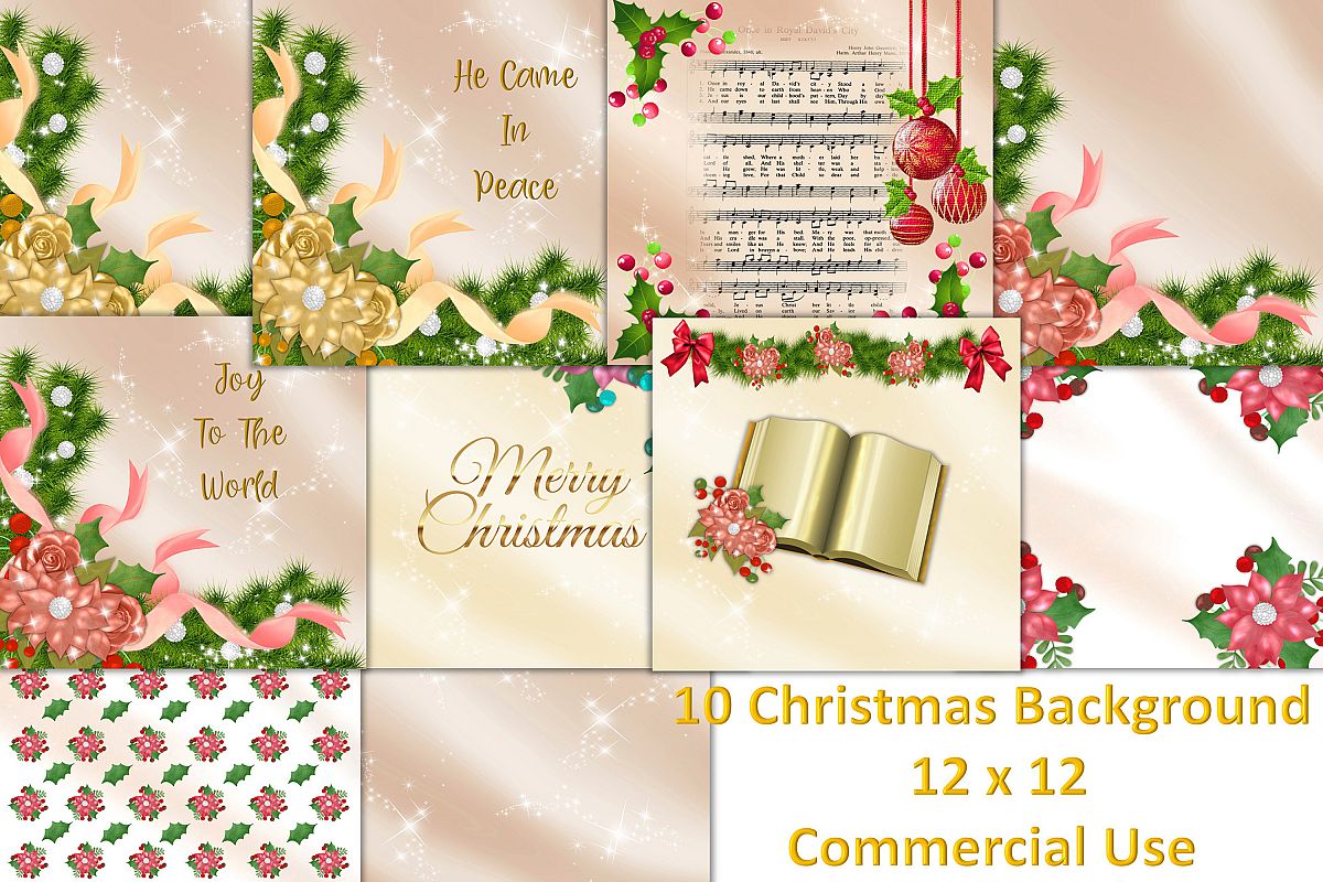 12x12 Backgrounds Christmas Scrapbooking Commercial Use example image 1