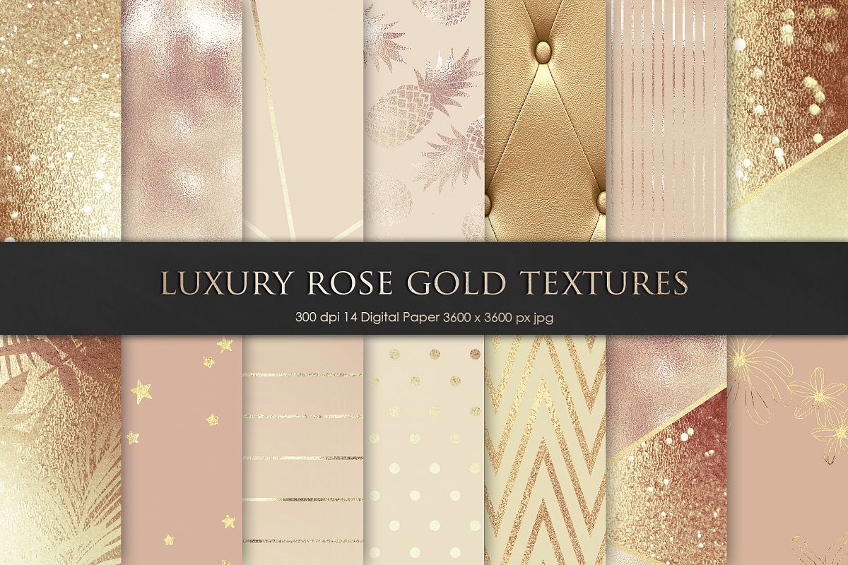 Gold Rose and Bronze Textures, Luxury Backgrounds example image 1
