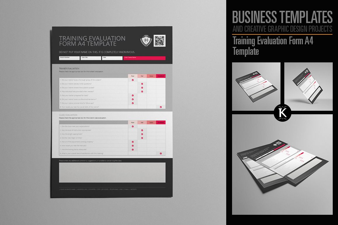 Training Evaluation Form A4 Template example image 1