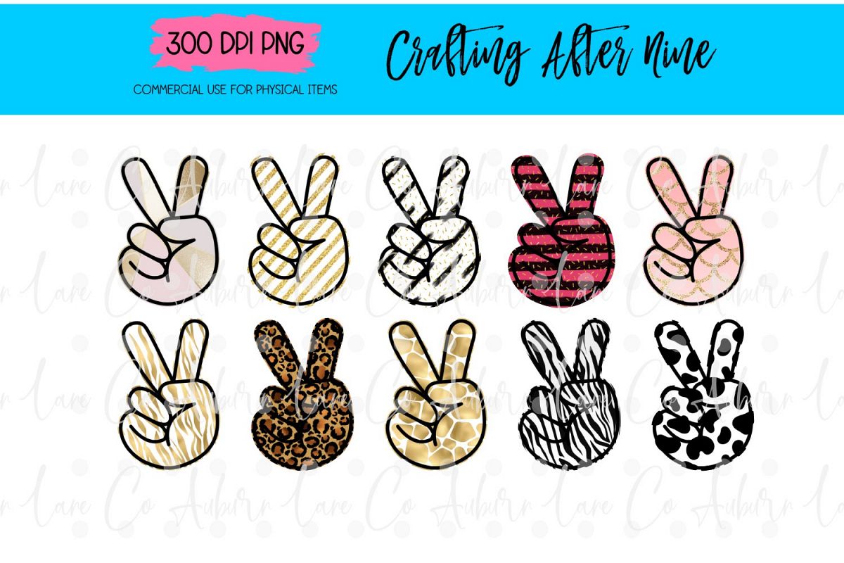 Hand Peace Sign Sublimation Design Bundle example image 1