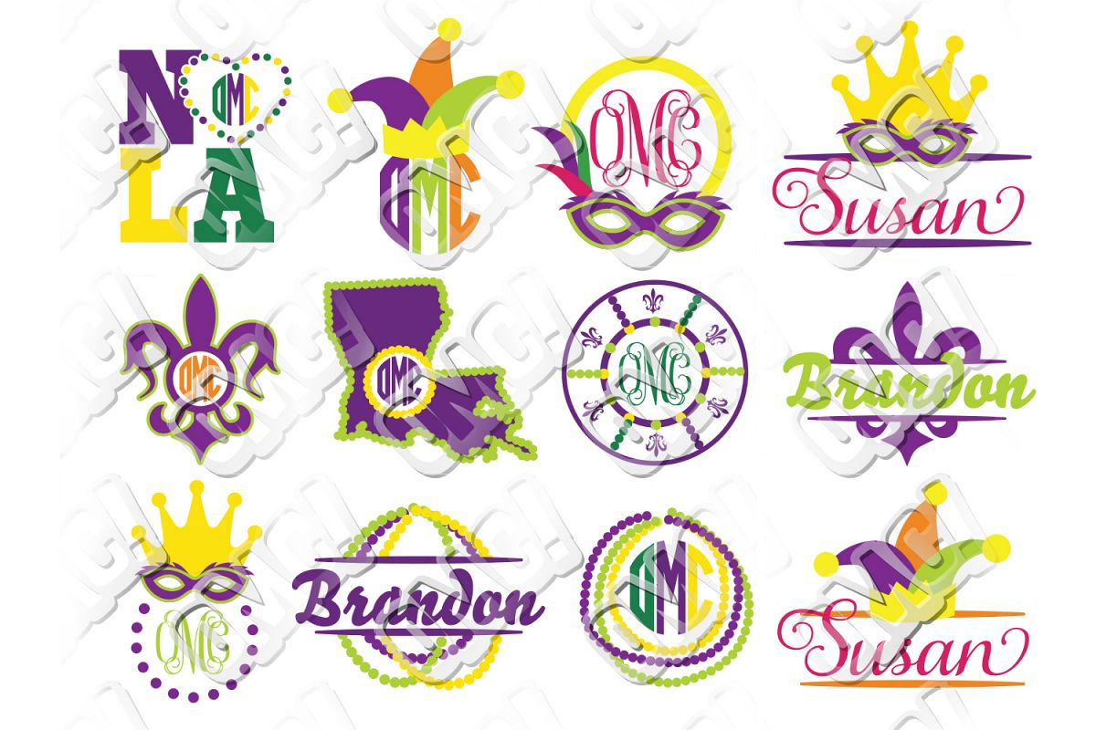 Mardi Gras Monogram Frames SVG Bundle