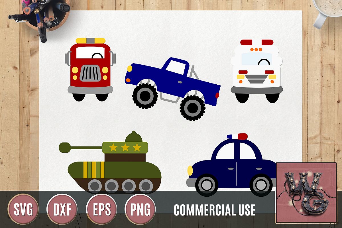 Whimsical Hero Vehicles SVG DXF PNG EPS Comm example image 1
