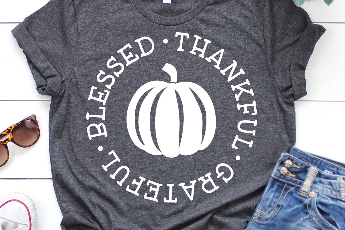 Thankful Grateful Blessed Thanksgiving SVG, DXF, PNG, EPS example image 1