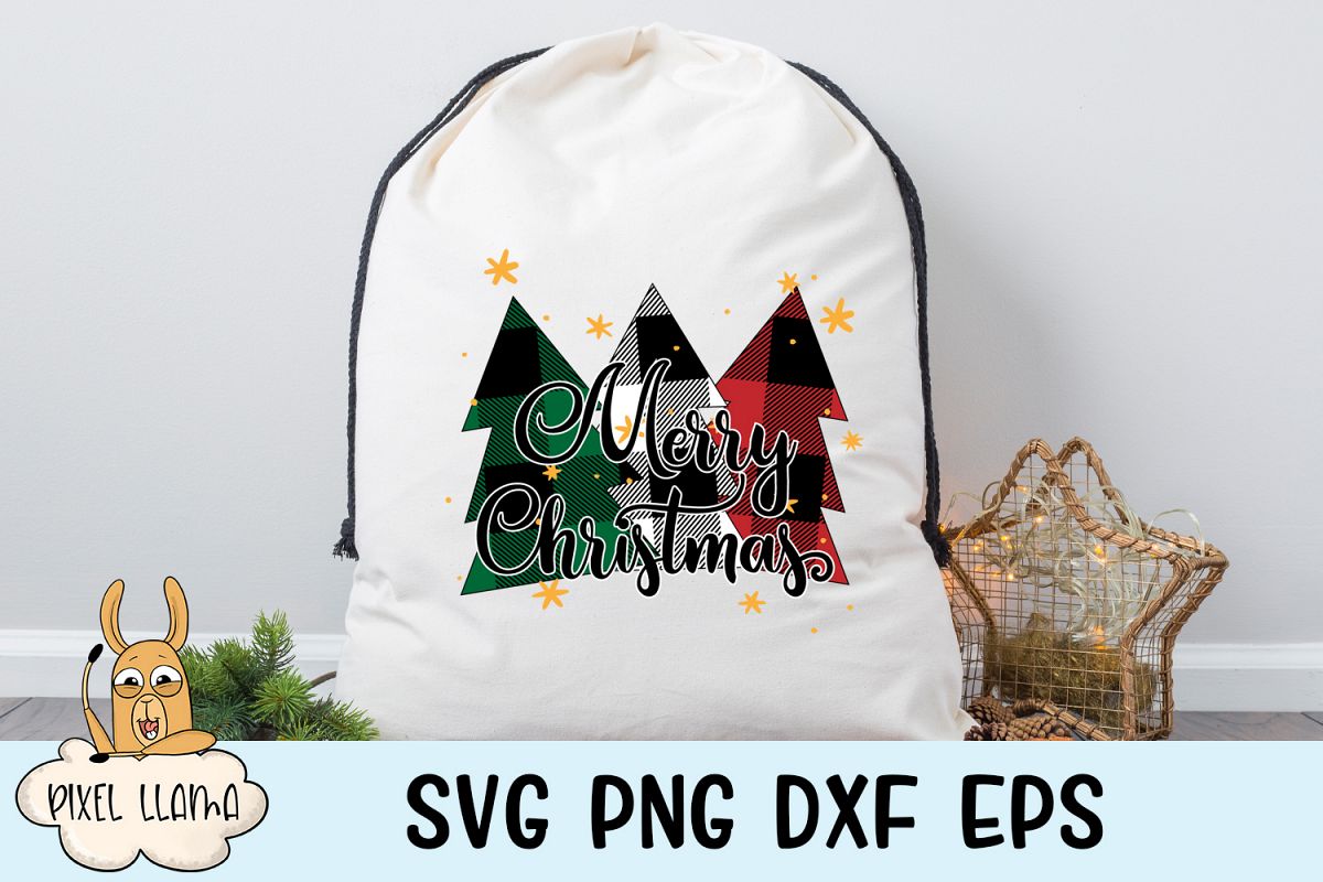 Merry Christmas Plaid Trees SVG example image 1
