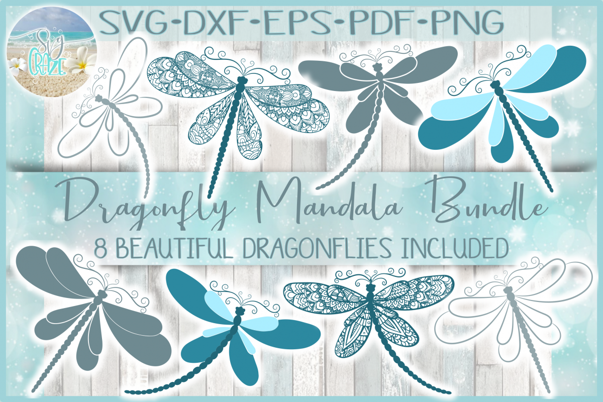 Download Dragonfly Mandala Zentangle Bundle Svg Dxf Eps Png Pdf Files
