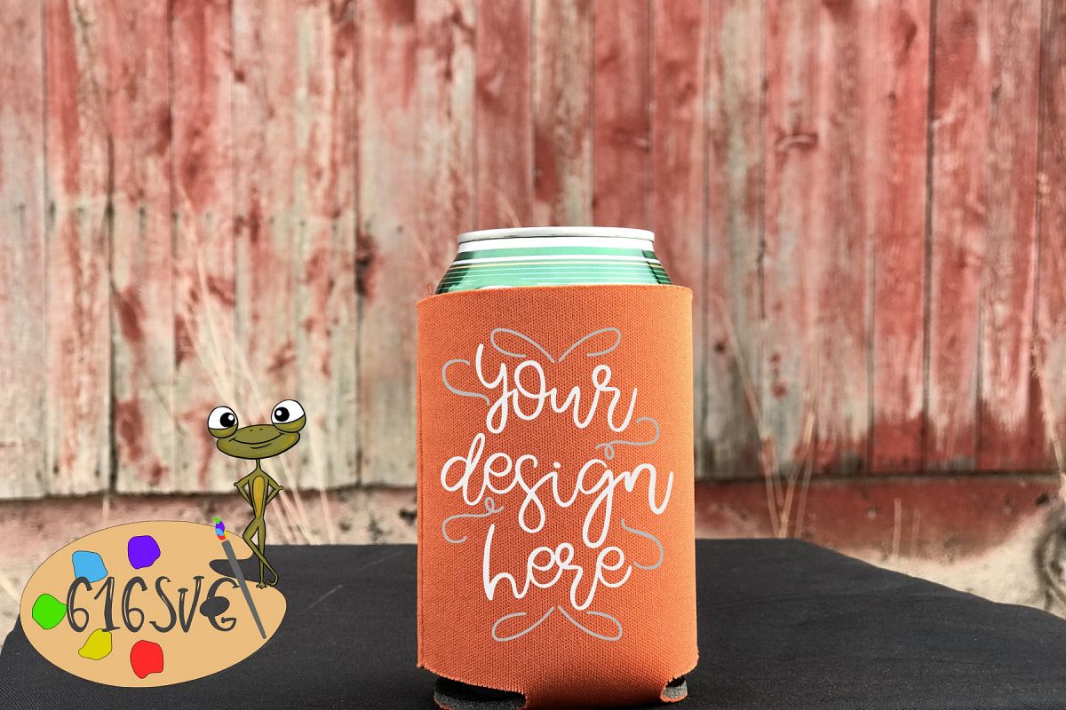 Texas Orange Can Cooler Mockup example image 1