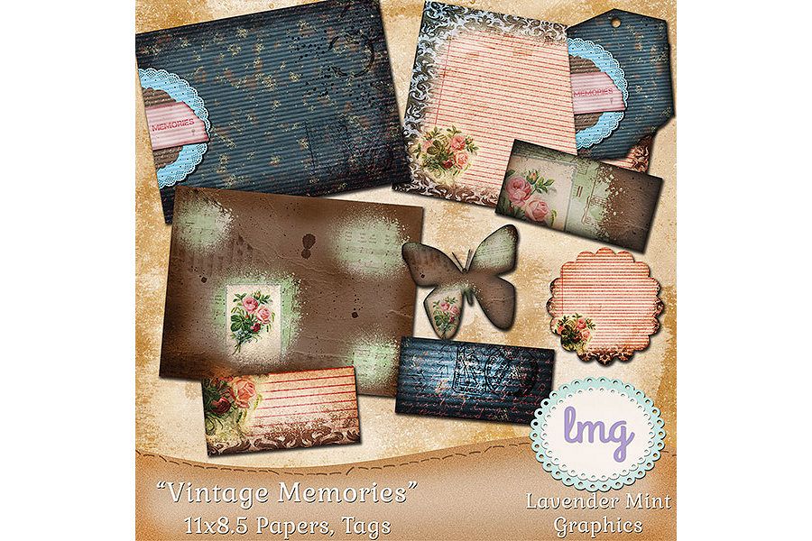 Vintage Memories Journal Papers 11x8.5 example image