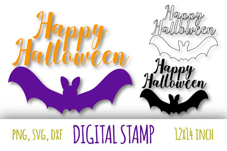 Happy Halloween svg. Bat silhouette cut files example image 1