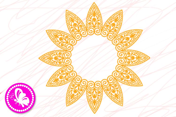 Download Frame Sunflower svg monogram clipart Mandala zentangle png