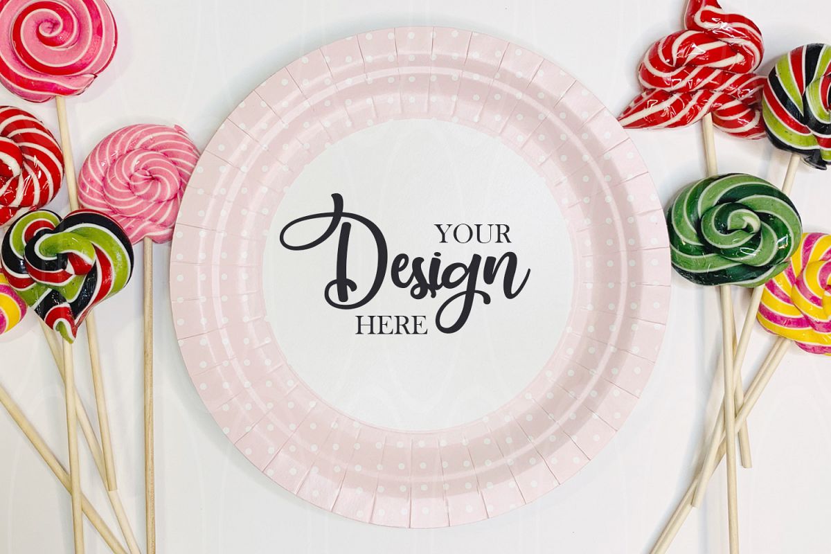 Paper plate mockup Candies Styled Stock Photo Product example image 1