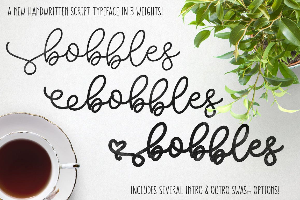 Bobbles header - script font in 3 weights