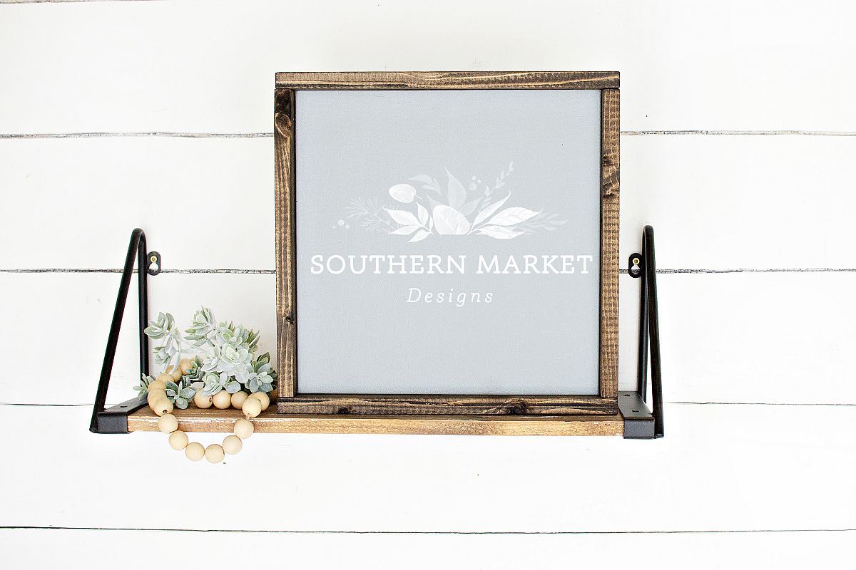 12x12 Gray Wood Framed Sign Digital Mock Up Styled Stock Pho example image 1