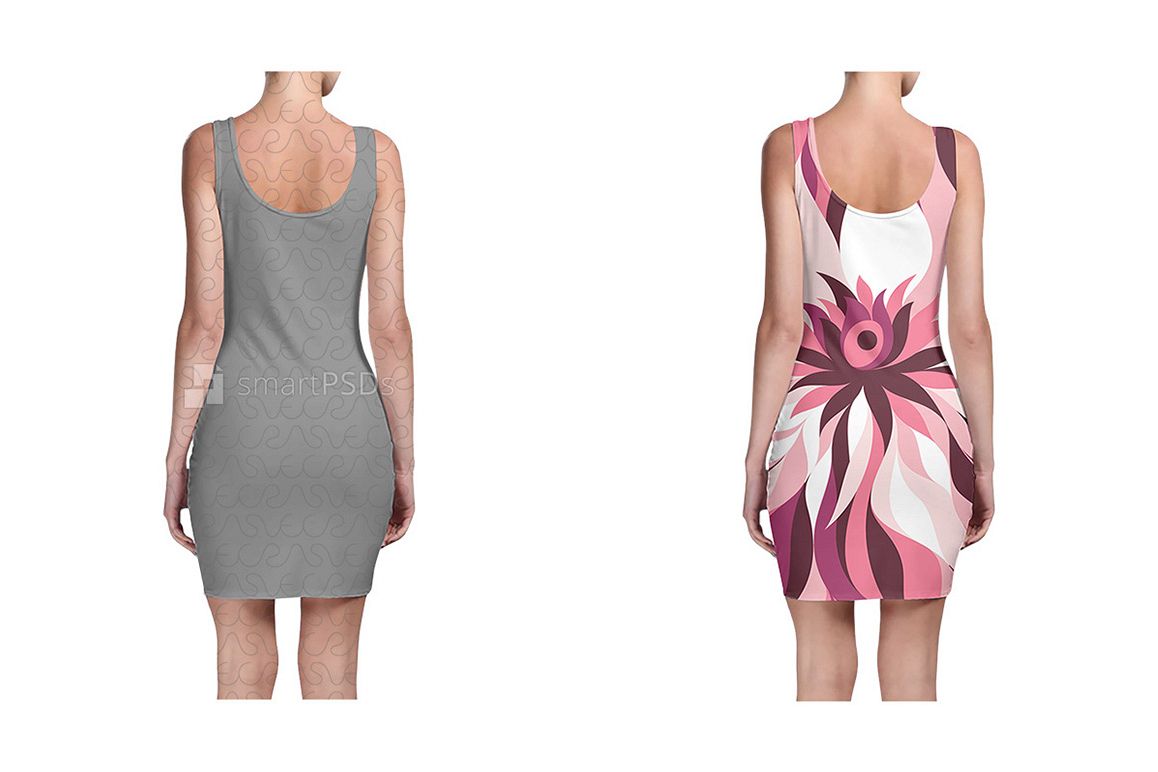 Bodycon Dress Design Mockup for Sublimation Preview - 2 Views example image 1