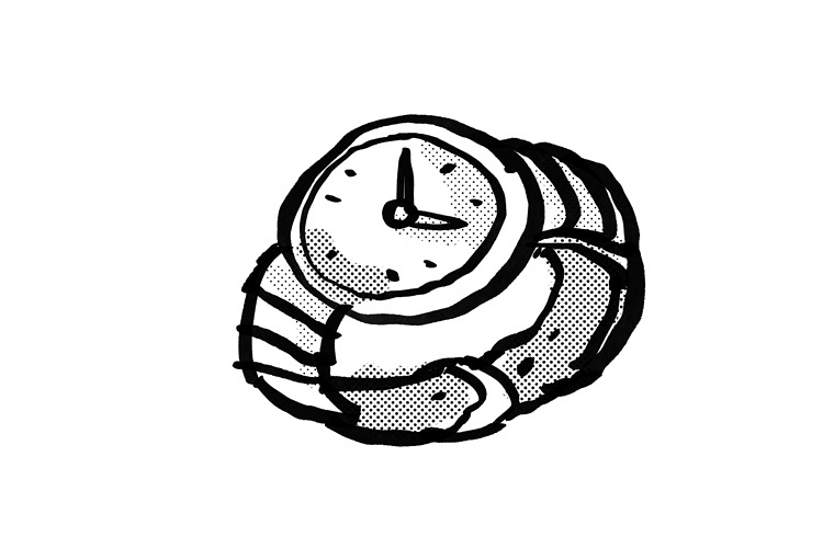 Vintage Wristwatch Cartoon Drawing example image 1