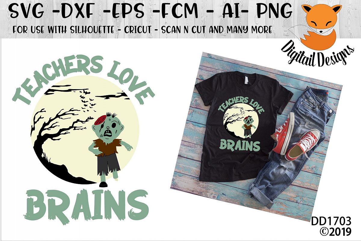 Teachers Love Brains Halloween SVG example image 1