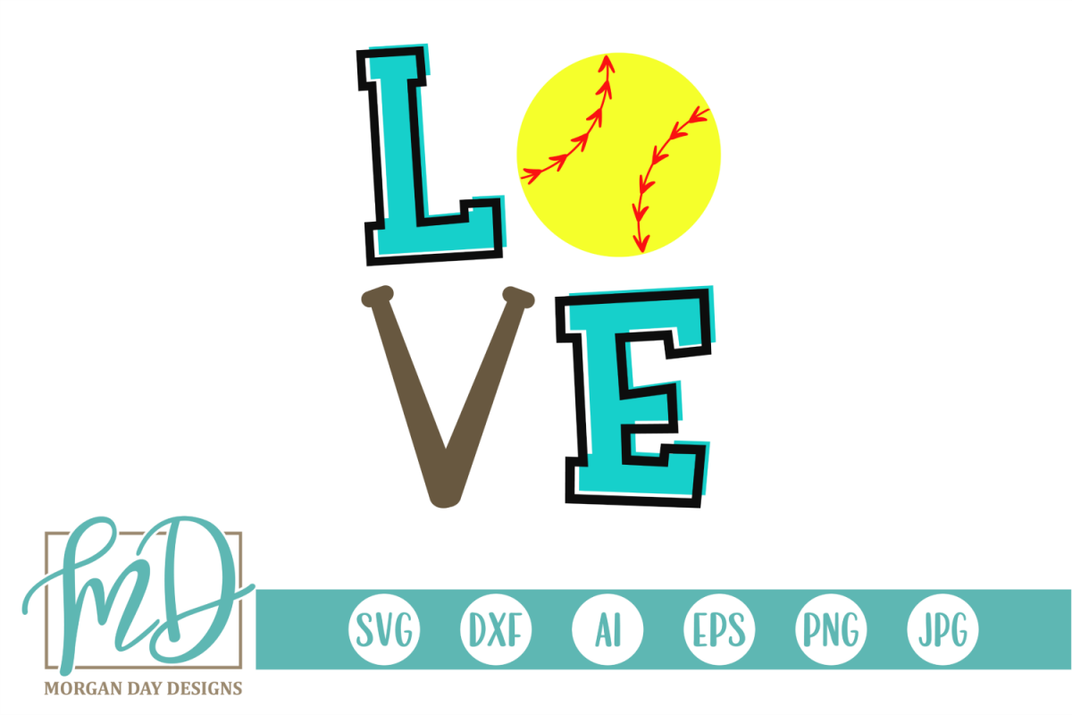 Softball Love - Love Softball SVG, DXF, AI, EPS, PNG, JPEG example image 1