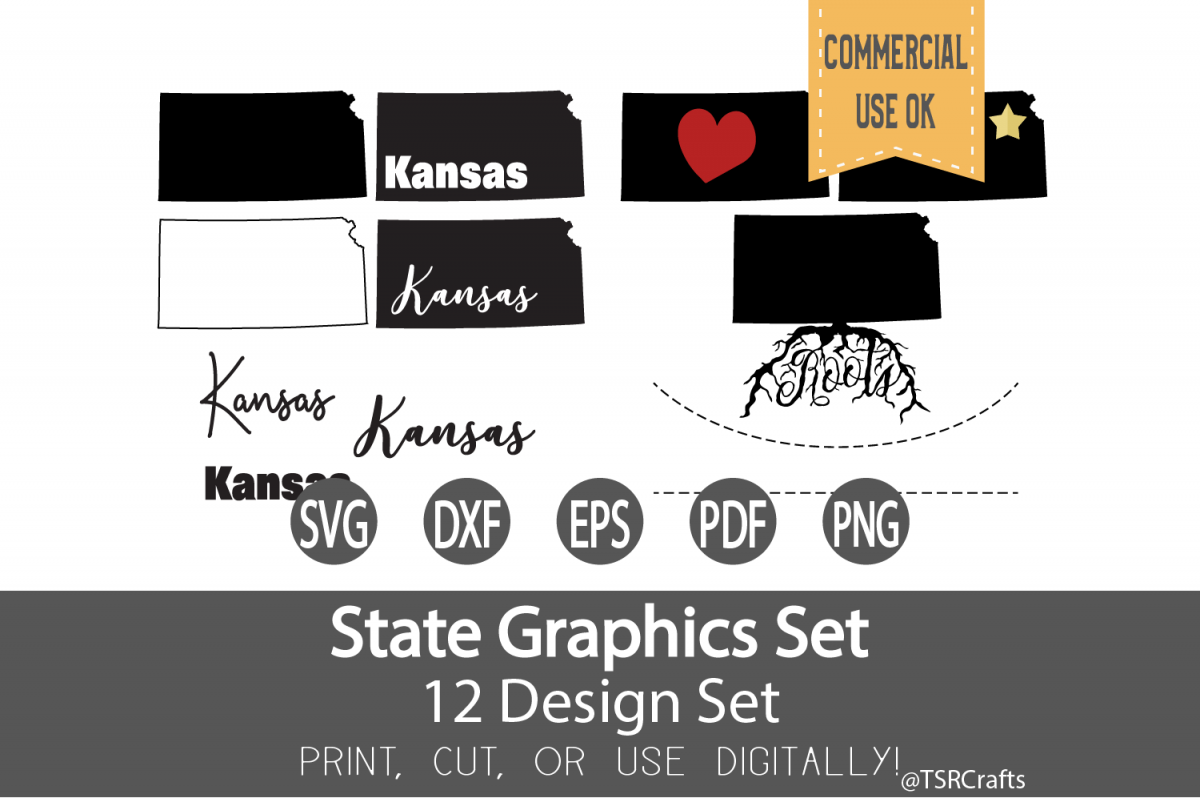Kansas State Graphics Set - Clip Art and Digital Cut files example image 1