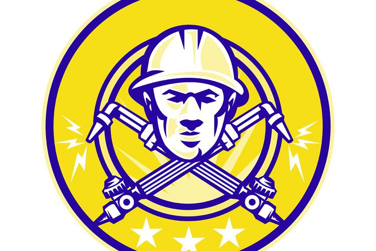 Welder Worker Head Welding Torch Crossed example image 1