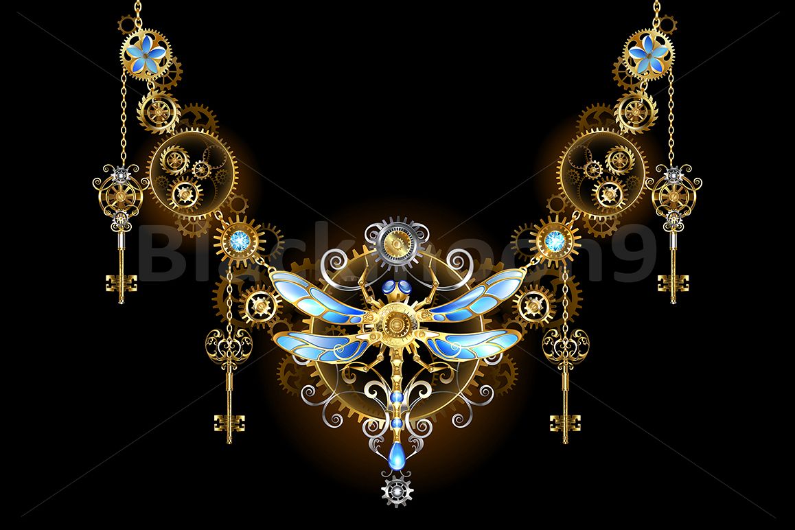 Symmetric Ornament with Dragonfly ( Steampunk ) example image 1