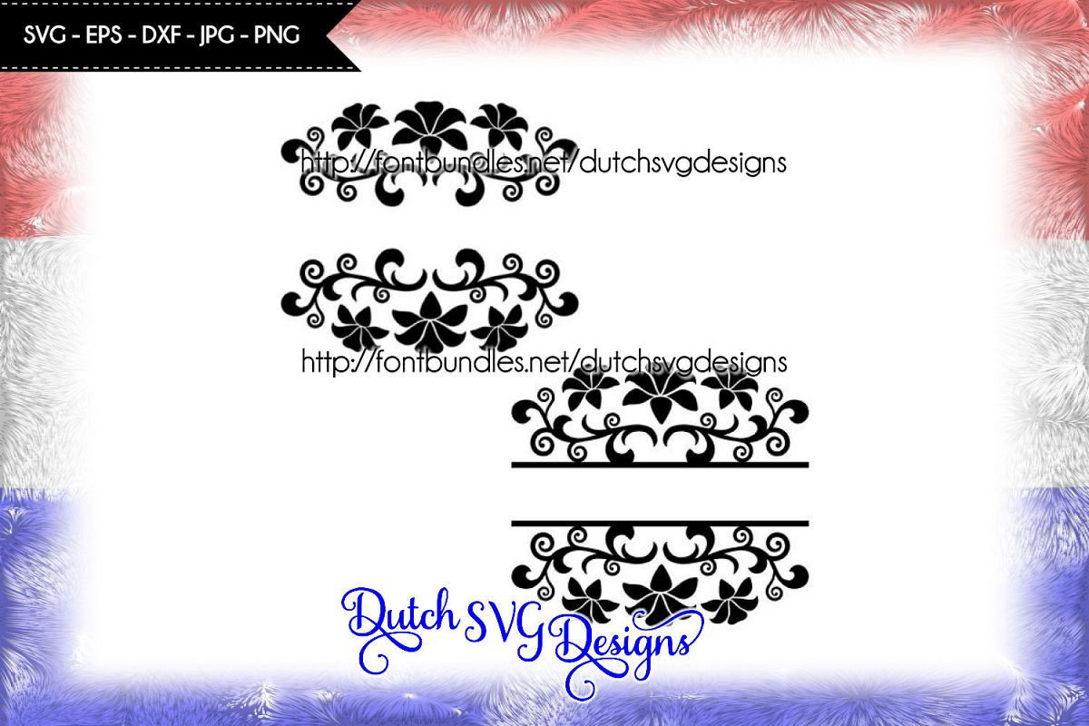 2 Split monogram cutting files with flowers example image 1