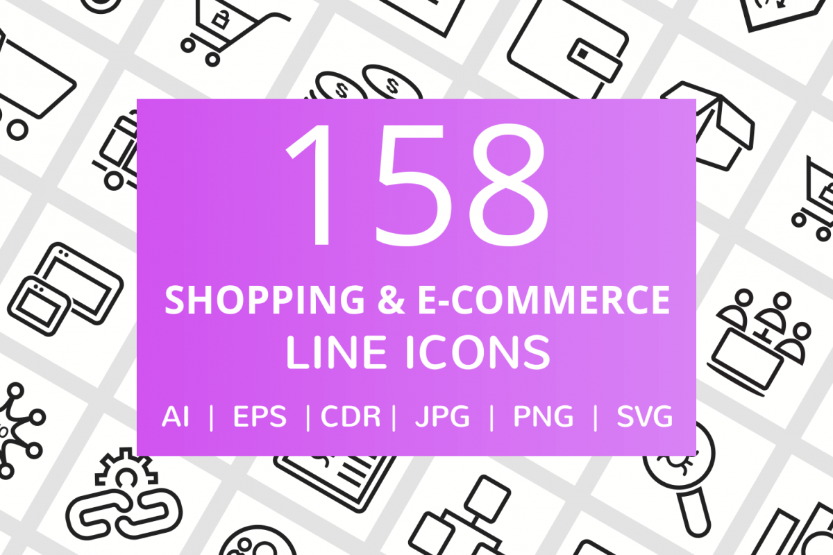 158 Shopping & E-Commerce Line Icons example image 1