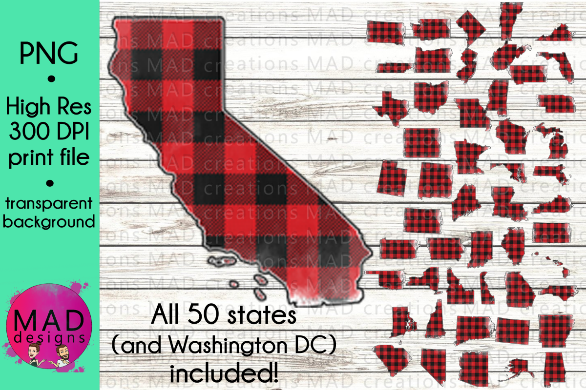 50 States Bundle - Buffalo Plaid - PNG Files example image 1