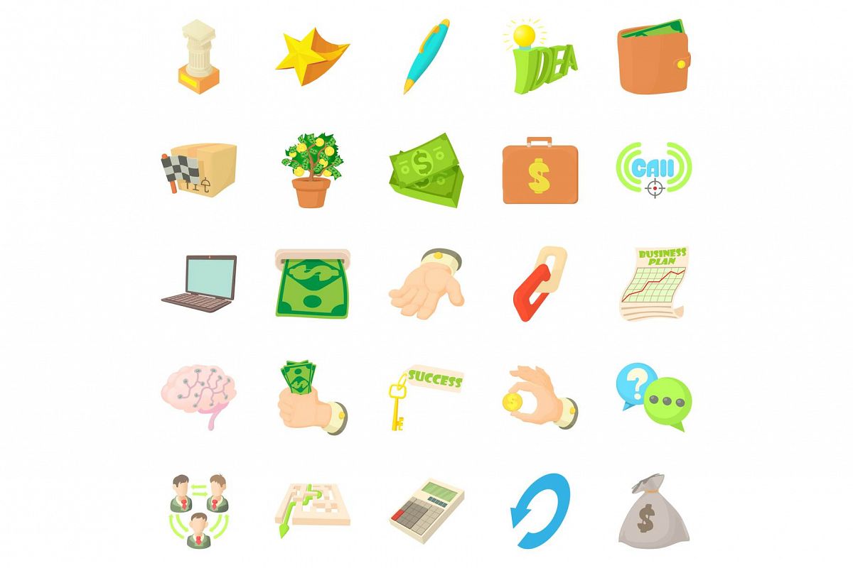Payment by cash icons set, cartoon style example image 1