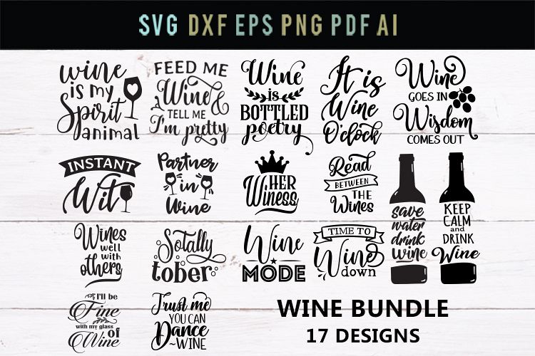 Wine bundle glass wine svg funny mom Svg wine Dxf (281405) | SVGs