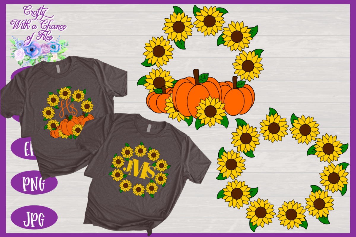 Sunflower Monogram SVG | Autumn SVG | Fall SVG | Monogram example image 1