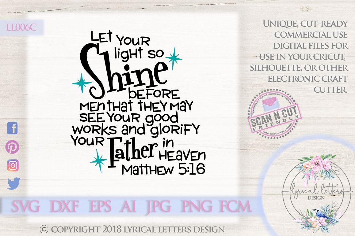 Let Your Light So Shine Scripture SVG DXF LL006C example image 1