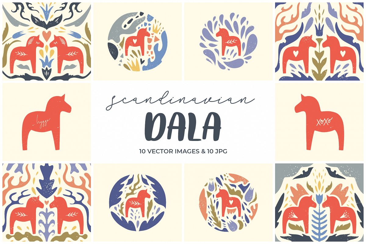 Dala horse clip art example image 1