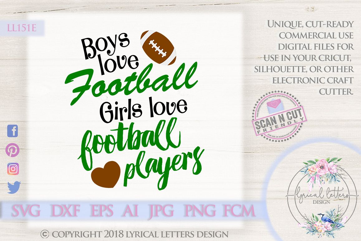 Boys Love Football Girls Love Football Players Svg Dxf Ll151