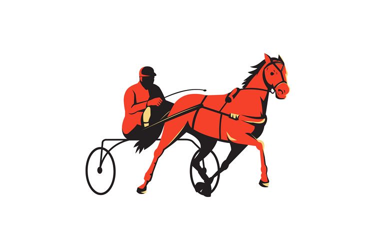 harness horse cart racing retro example image 1