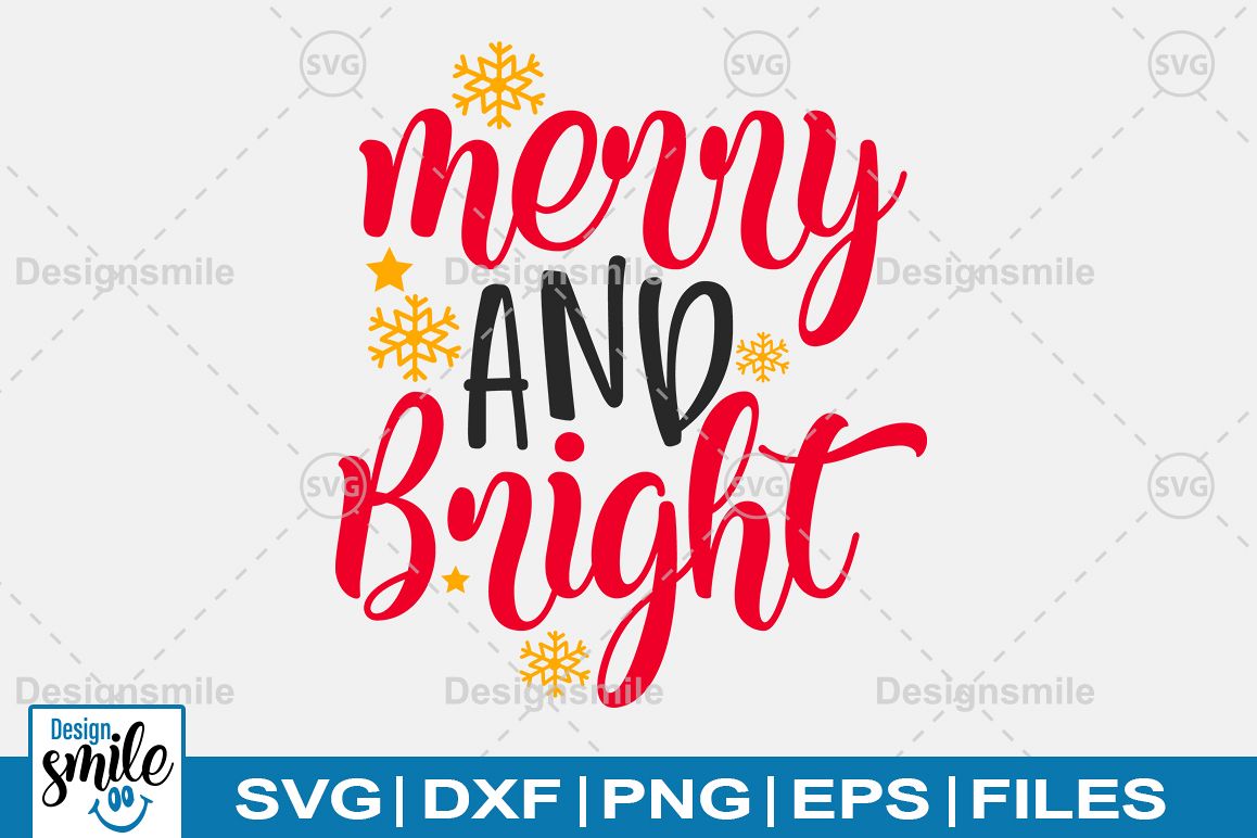 Merry And Bright SVG DXF PNG EPS Cutting Files example image 1