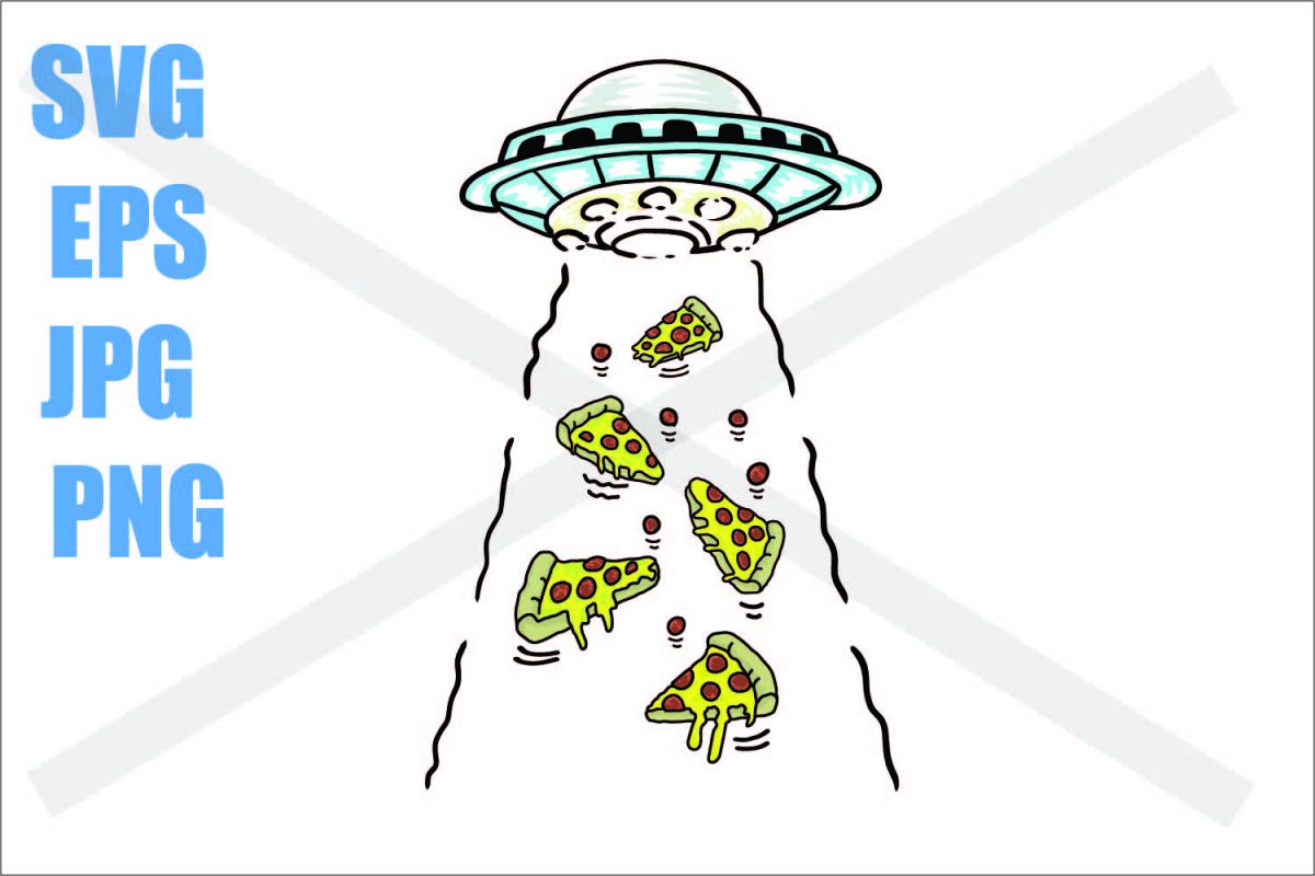 UFO Abduction pizza pieces - SVG EPS JPG example image 1
