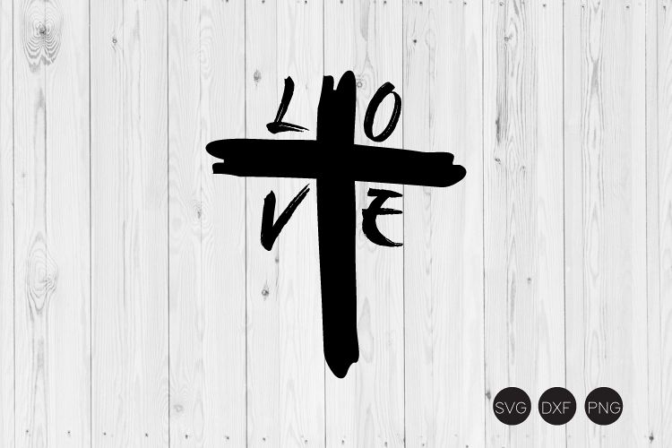 Download Love Cross Distressed SVG (407837) | Cut Files | Design ...