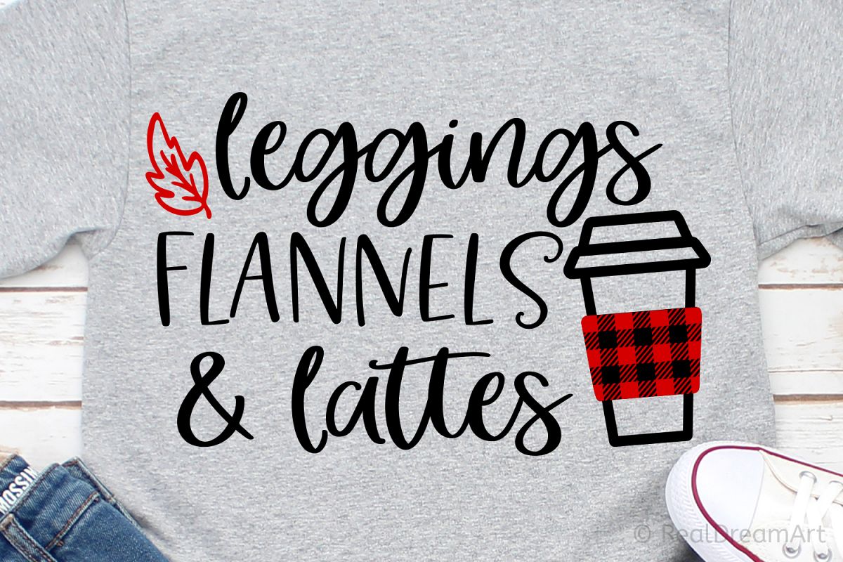 Leggings Flannels & Lattes SVG, DXF, PNG, EPS example image 1