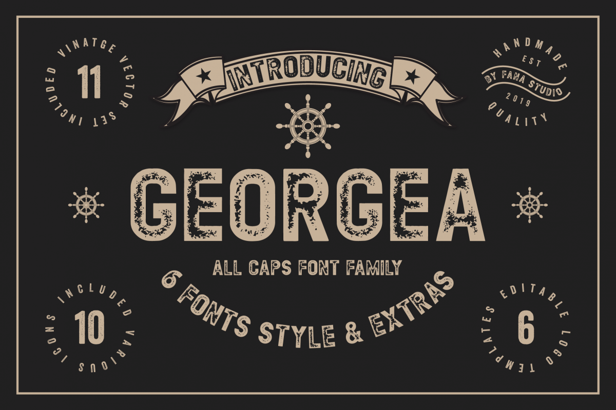 GEORGEA ALL CAPS FONT FAMILY WITH EXTRAS example image 1