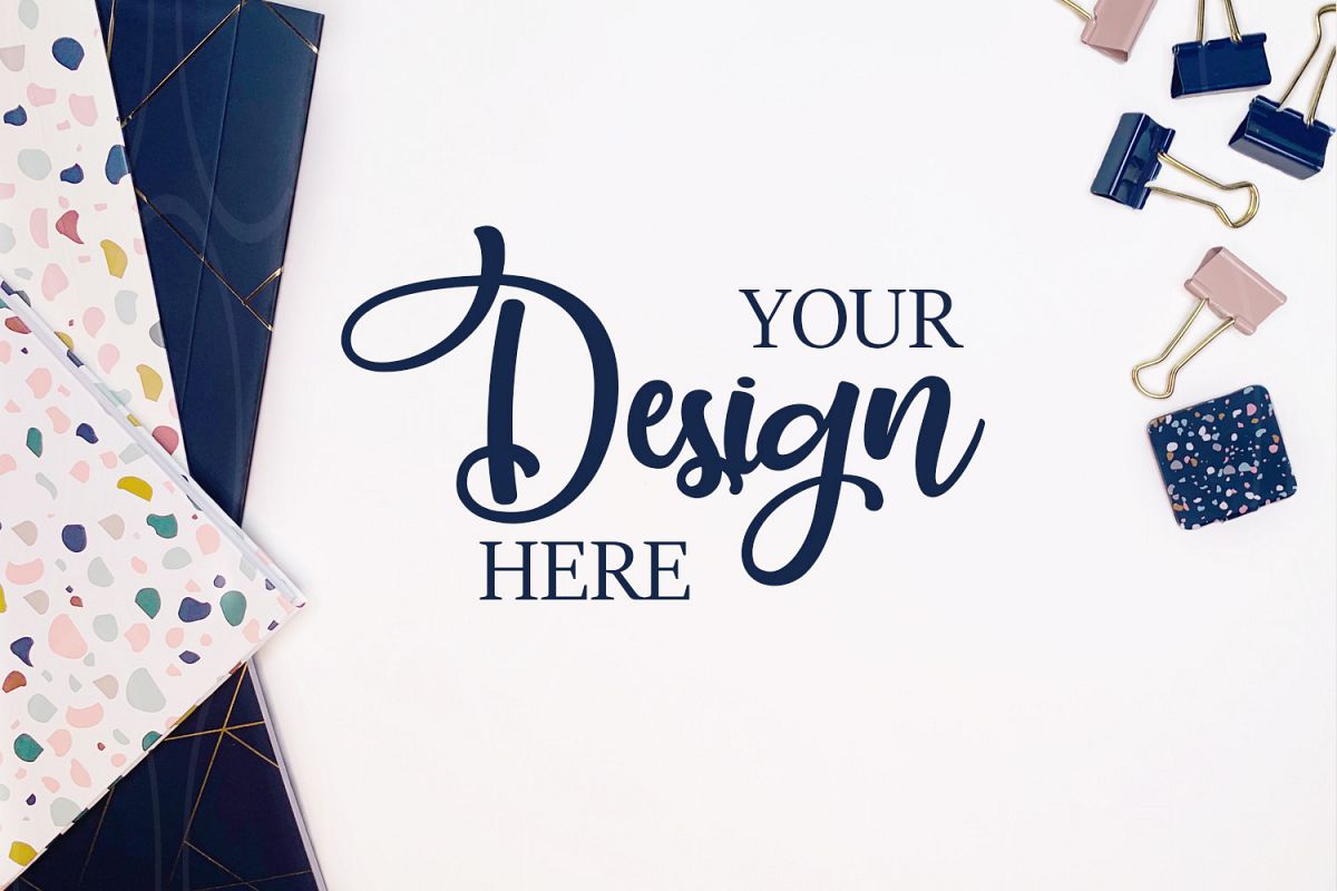 Product mockup Burgundy and blue Stationery example image 1