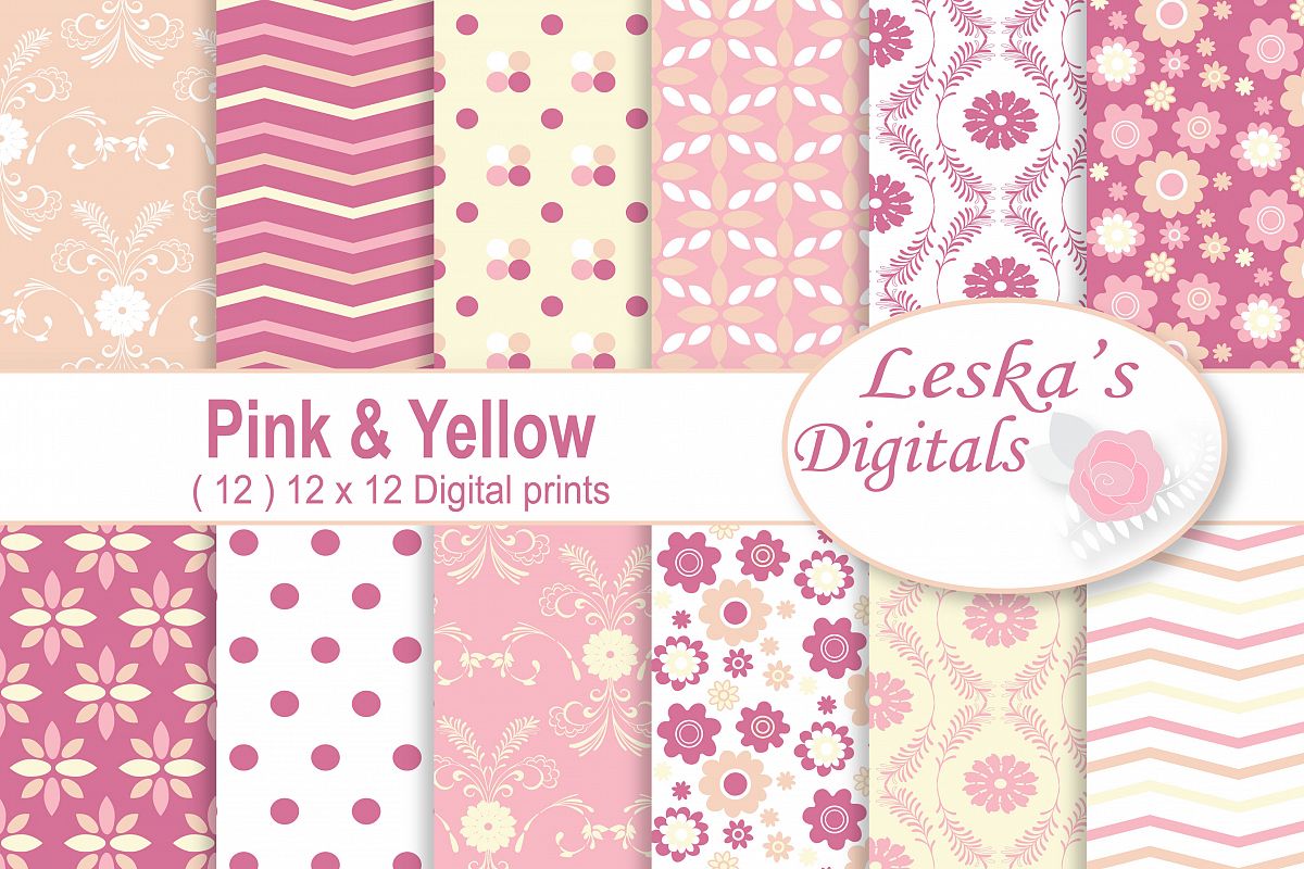 Pink and Yellow Digital Patterns example image 1