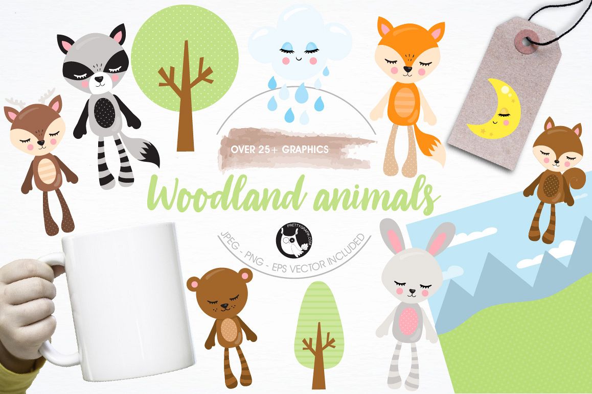 Woodland plushies graphics and illustrations example image 1