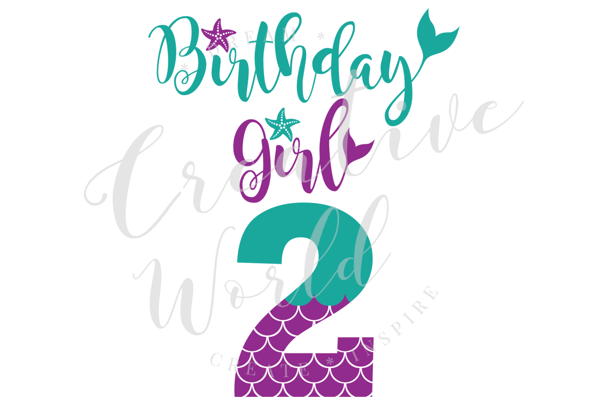 My 2nd Birthday Mermaid SVG | Mermaid Birthday Girl svg example image 1