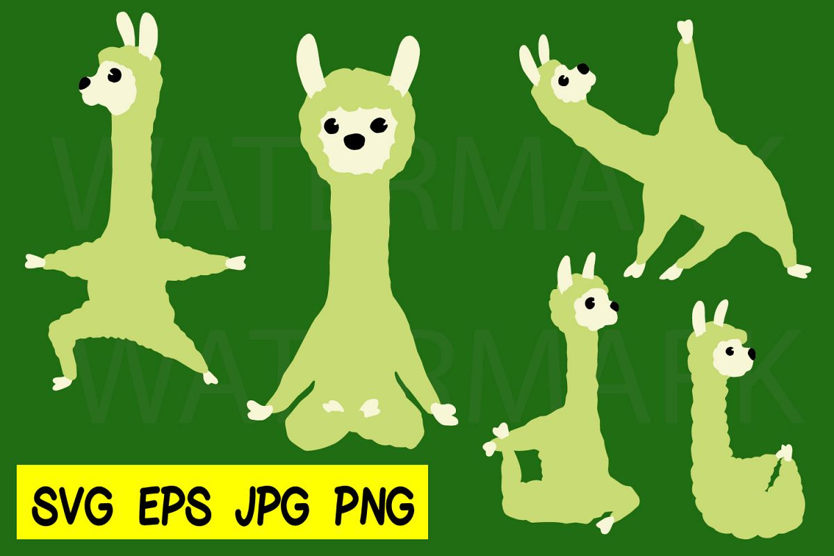 Llama Yoga 5 designs - SVG-EPS-JPG-PNG example image 1