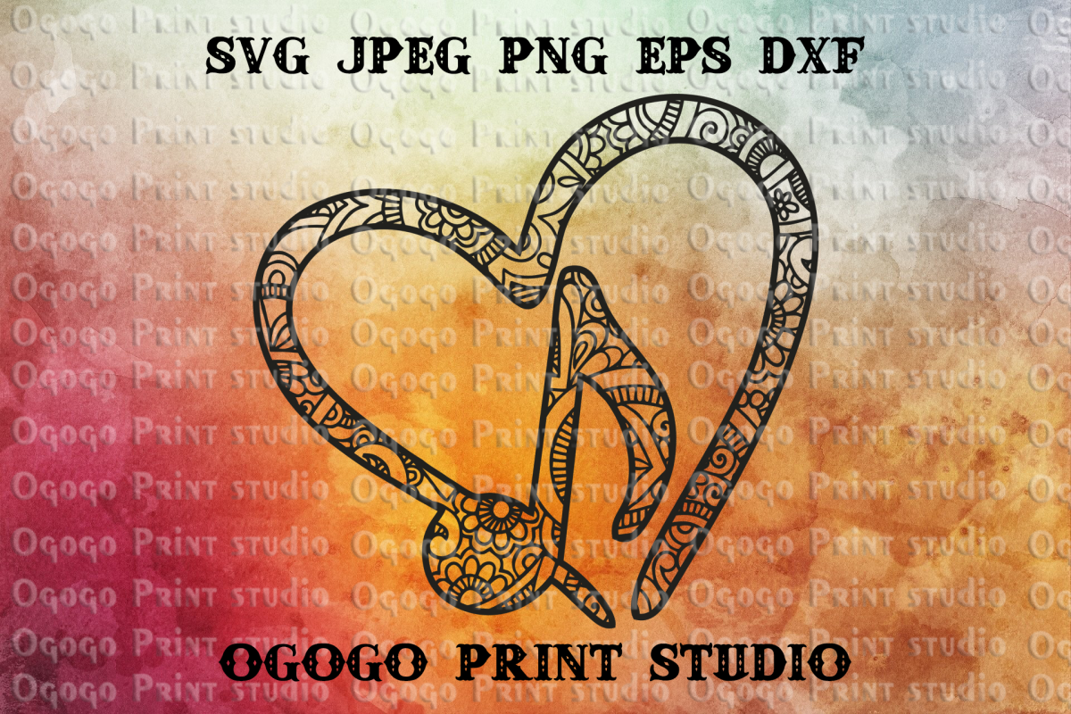 Music SVG, Mandala svg, Zentangle SVG, Heart SVG example image 1